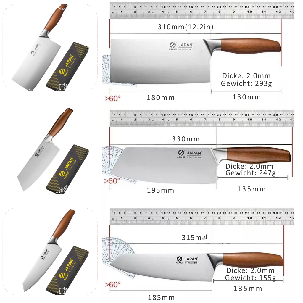 Japanese Chef Knife Set | High-Quality Stainless Steel Blades | Natural Wood Handles | Precision Cutting