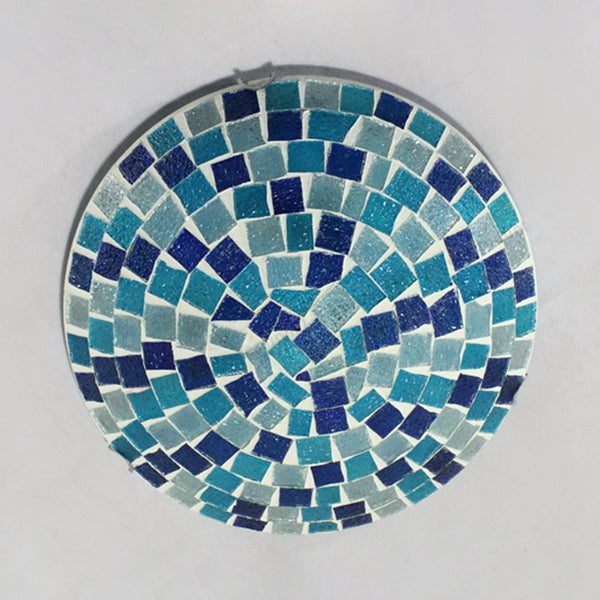 Taavita Style 12"/16" W Round Flush Mount Ceiling Light Fixture Stained Glass 1 Bulb Ceiling Light with Shell Decor in Blue/Sky Blue