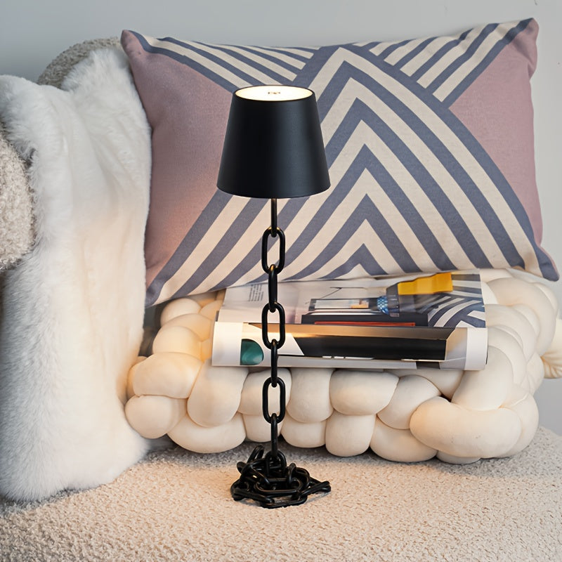 Sleek Chain-Style Desk Lamp with Cordless LED Technology