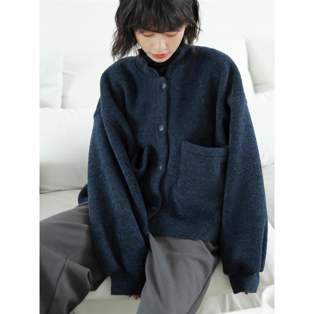 Oversized Fleece Jacket | Front Button Closure & Patch Pockets | Cotton Blend | Comfortable Fit