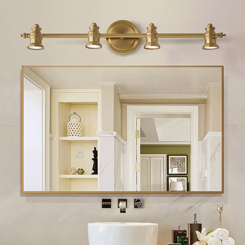Linear Bathroom Vanity Mirror Light Traditionalism Metal 2/3/4-Bulb Brass Wall Sconce Lighting Clearhalo 'Vanity Lights' 'Wall Lights' Lighting' 277463