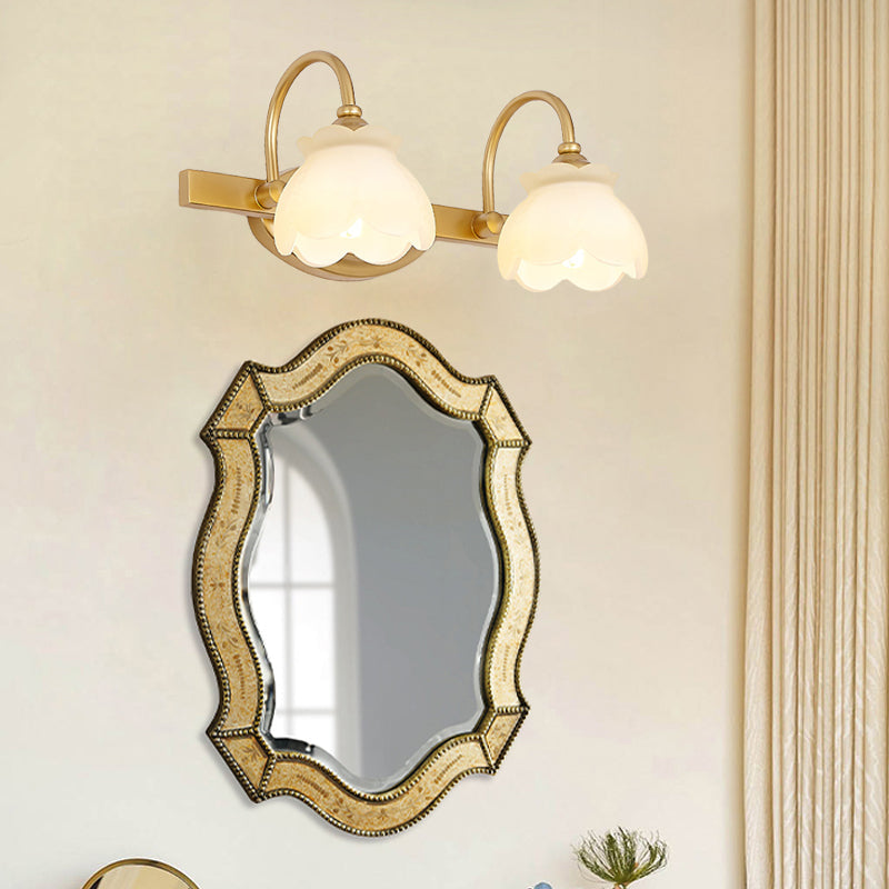 Taavita Bathroom Mirror Vanity Light Traditional Metal LED 2/3/4 Heads Wall-Mounted Lamp Brass