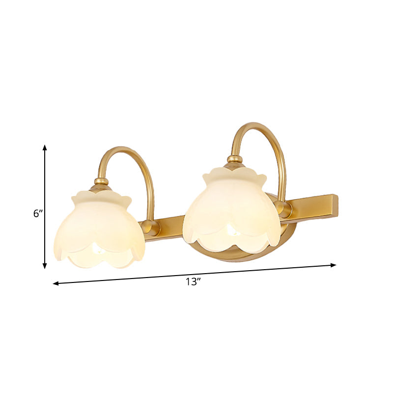 Taavita Bathroom Mirror Vanity Light Traditional Metal LED 2/3/4 Heads Wall-Mounted Lamp Brass