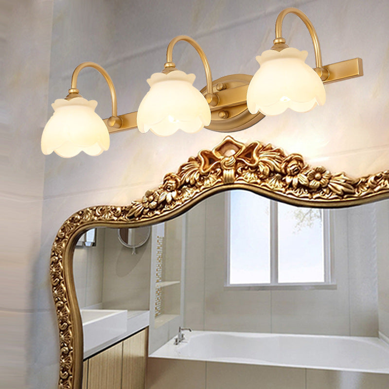 Blossom Bathroom Vanity Mirror Light Traditional Metal LED 2/3/4 Heads Brass Wall Mounted Lamp Clearhalo 'Vanity Lights' 'Wall Lights' Lighting' 277706