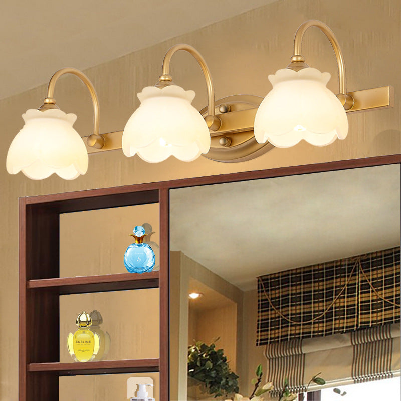 Taavita Bathroom Mirror Vanity Light Traditional Metal LED 2/3/4 Heads Wall-Mounted Lamp Brass