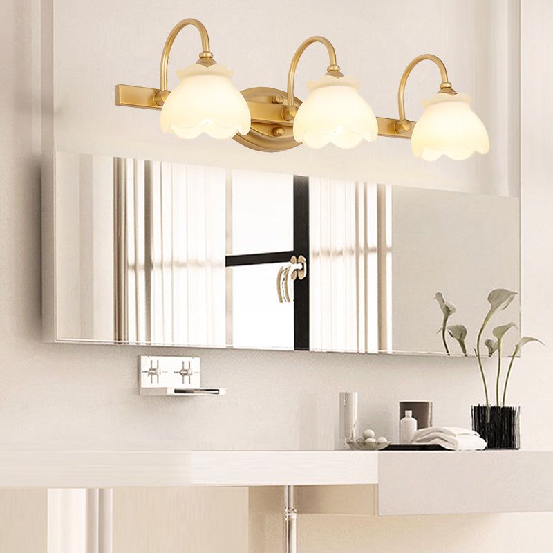 Taavita Bathroom Mirror Vanity Light Traditional Metal LED 2/3/4 Heads Wall-Mounted Lamp Brass