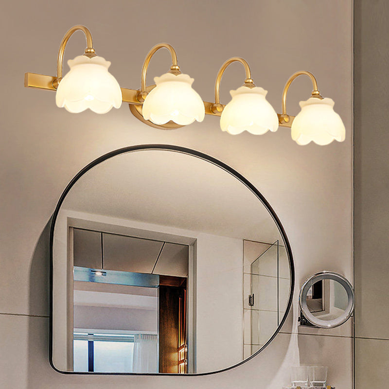 Blossom Bathroom Vanity Mirror Light Traditional Metal LED 2/3/4 Heads Brass Wall Mounted Lamp Clearhalo 'Vanity Lights' 'Wall Lights' Lighting' 277708