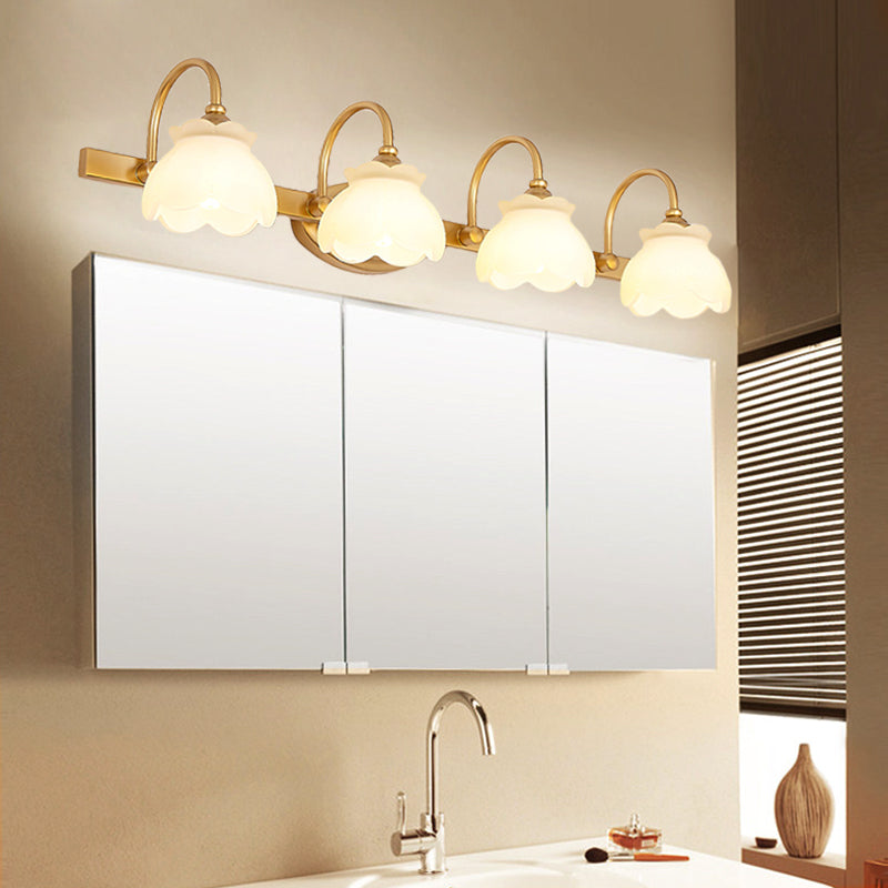 Taavita Bathroom Mirror Vanity Light Traditional Metal LED 2/3/4 Heads Wall-Mounted Lamp Brass