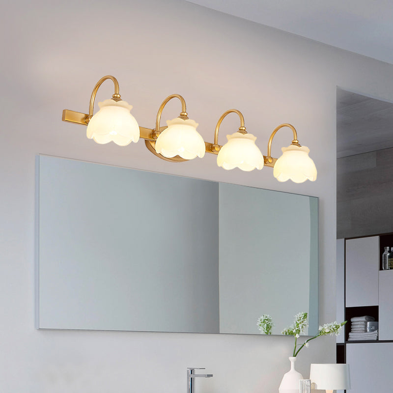 Taavita Bathroom Mirror Vanity Light Traditional Metal LED 2/3/4 Heads Wall-Mounted Lamp Brass