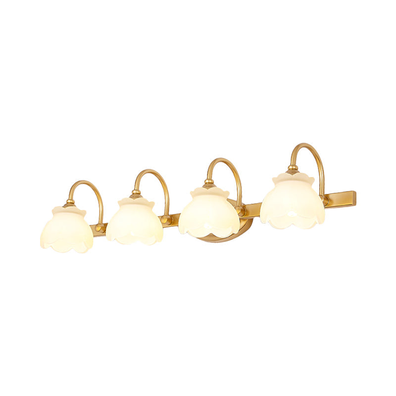 Taavita Bathroom Mirror Vanity Light Traditional Metal LED 2/3/4 Heads Wall-Mounted Lamp Brass