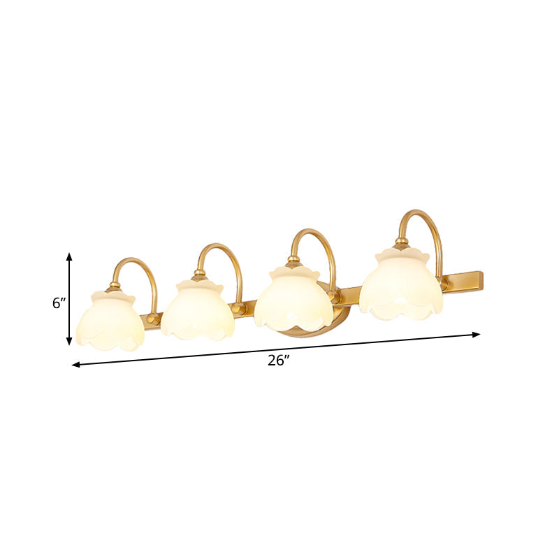 Taavita Bathroom Mirror Vanity Light Traditional Metal LED 2/3/4 Heads Wall-Mounted Lamp Brass