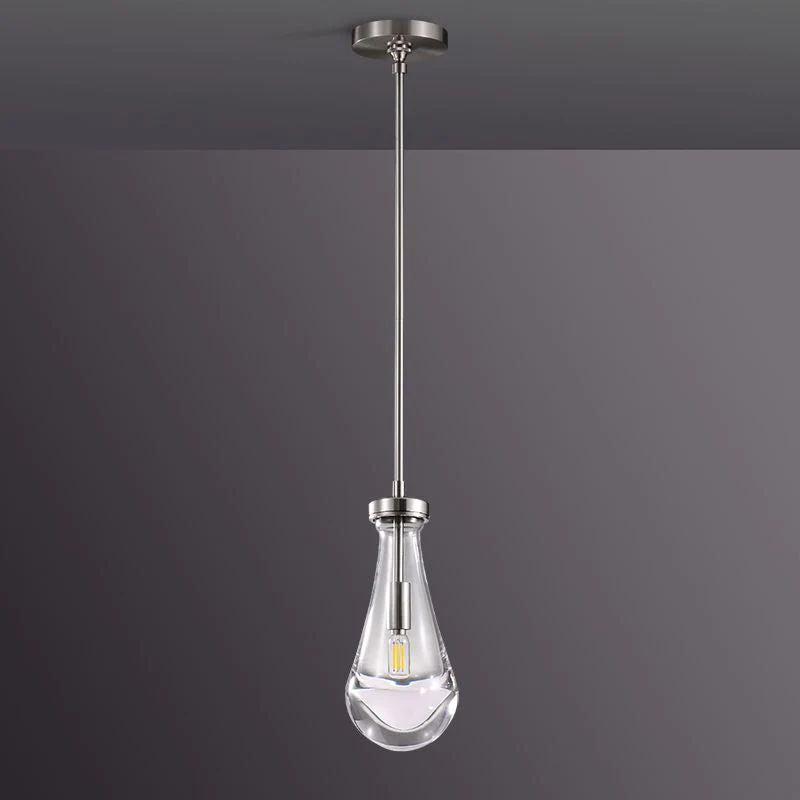 Liora — Hand-Blown Glass Raindrop Pendant Light with Warm Glow