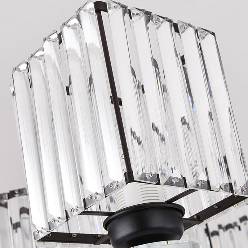 Taavita Rectangle-Cut Crystal Sputnik Chandelier Modernism 3/6/8 Lights Black Light Fixture Ceiling