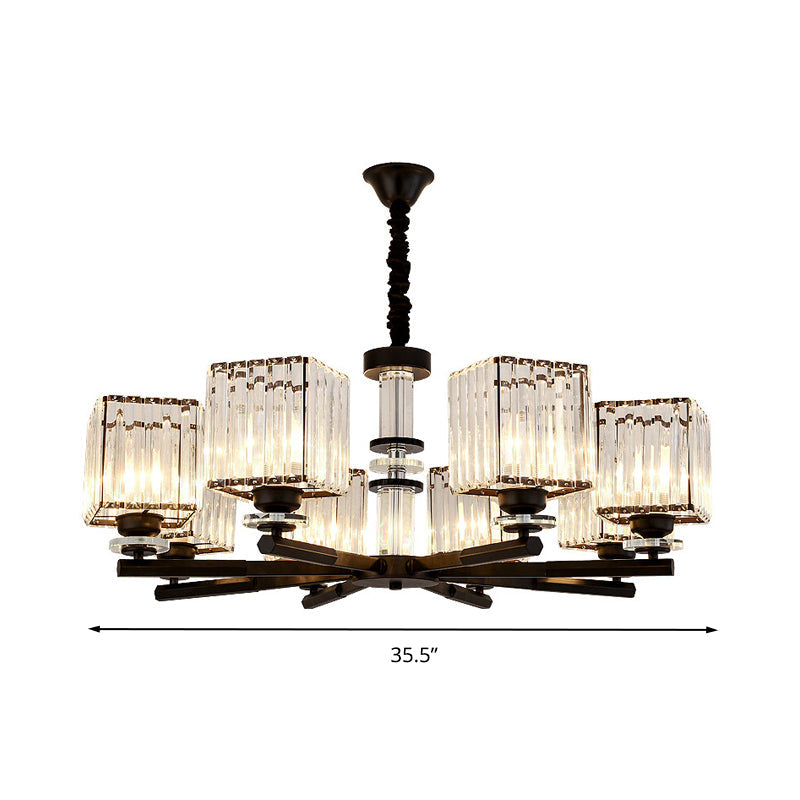 Taavita Rectangle-Cut Crystal Sputnik Chandelier Modernism 3/6/8 Lights Black Light Fixture Ceiling