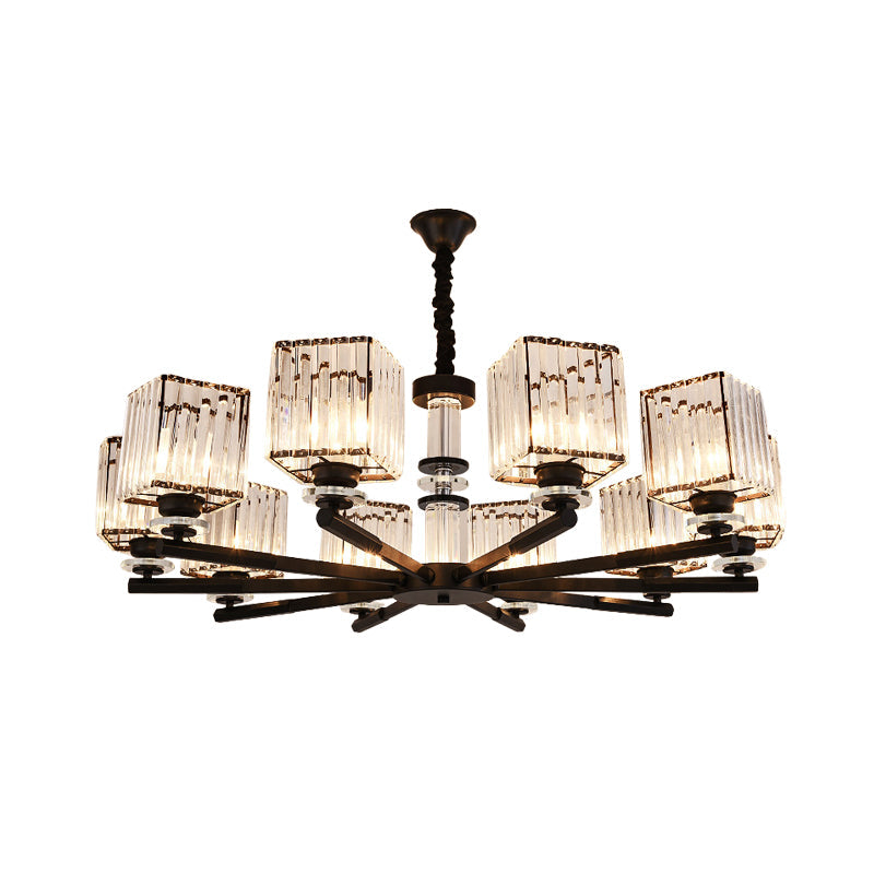 Taavita Rectangle-Cut Crystal Sputnik Chandelier Modernism 3/6/8 Lights Black Light Fixture Ceiling