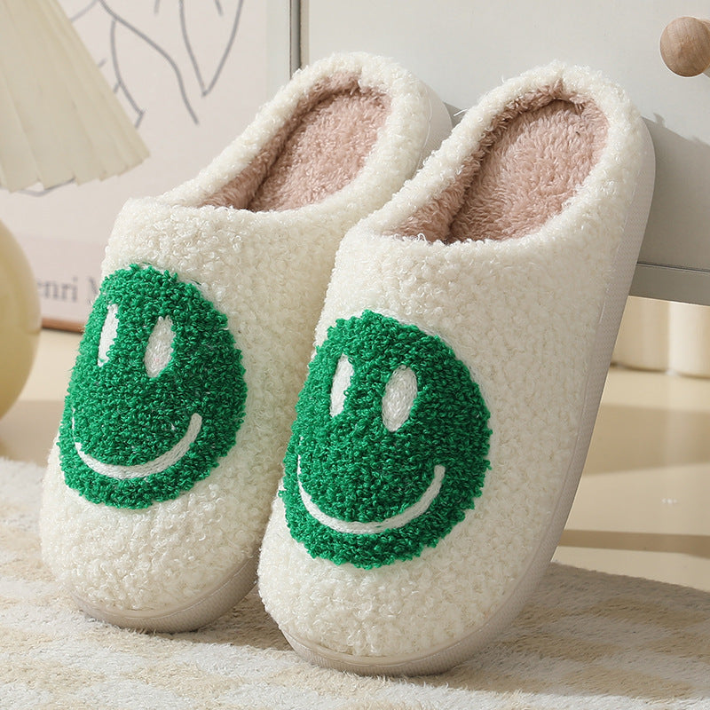 Indoor Slip-On Slippers | Plush Fleece Lining & Slip-Resistant Sole | Big Smiley Face Design | Comfortable Fit