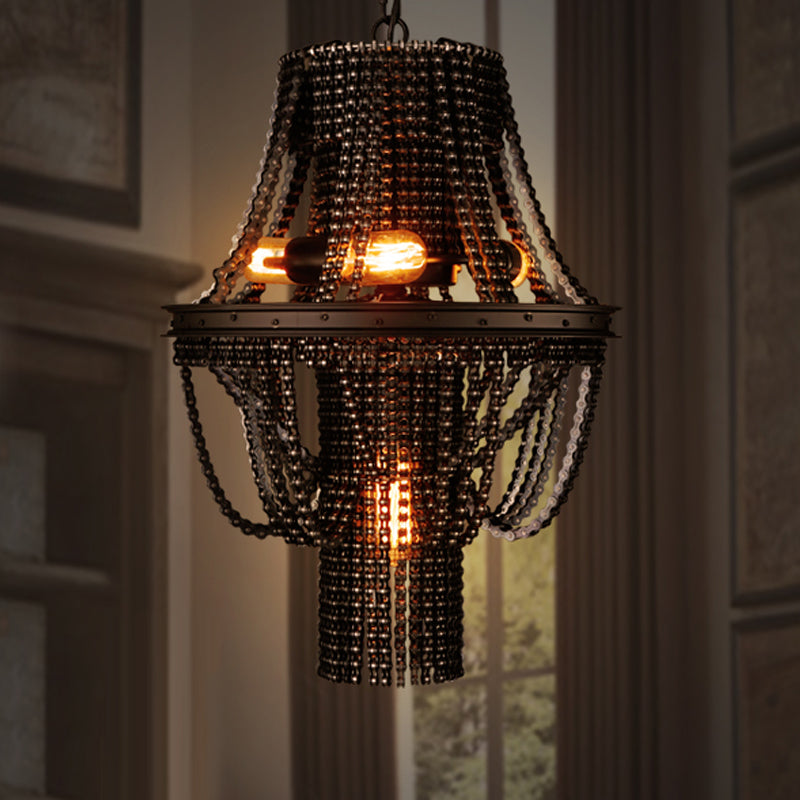 Taavita 4-Light Industrial Chandelier Pendant | Bike Chain Ceiling Light Fixture
