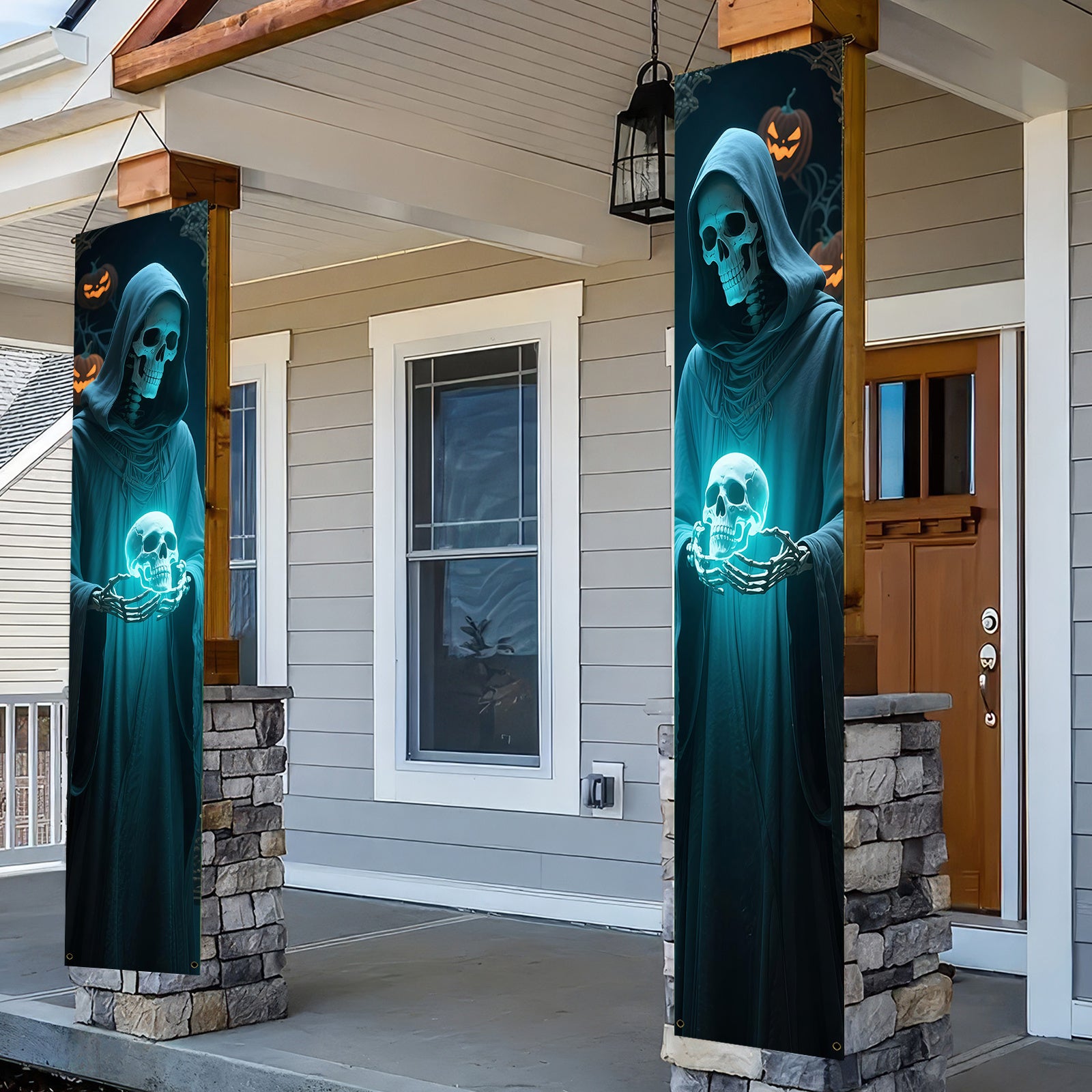 Halloween Skeleton Hanging Banners for Door & Wall Décor, Polyester