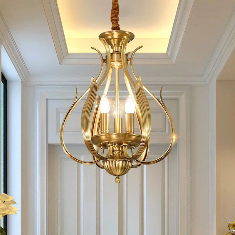 3 Bulb Candle Hanging Metal Chandelier Ceiling Suspension Lamp for Restaurant
