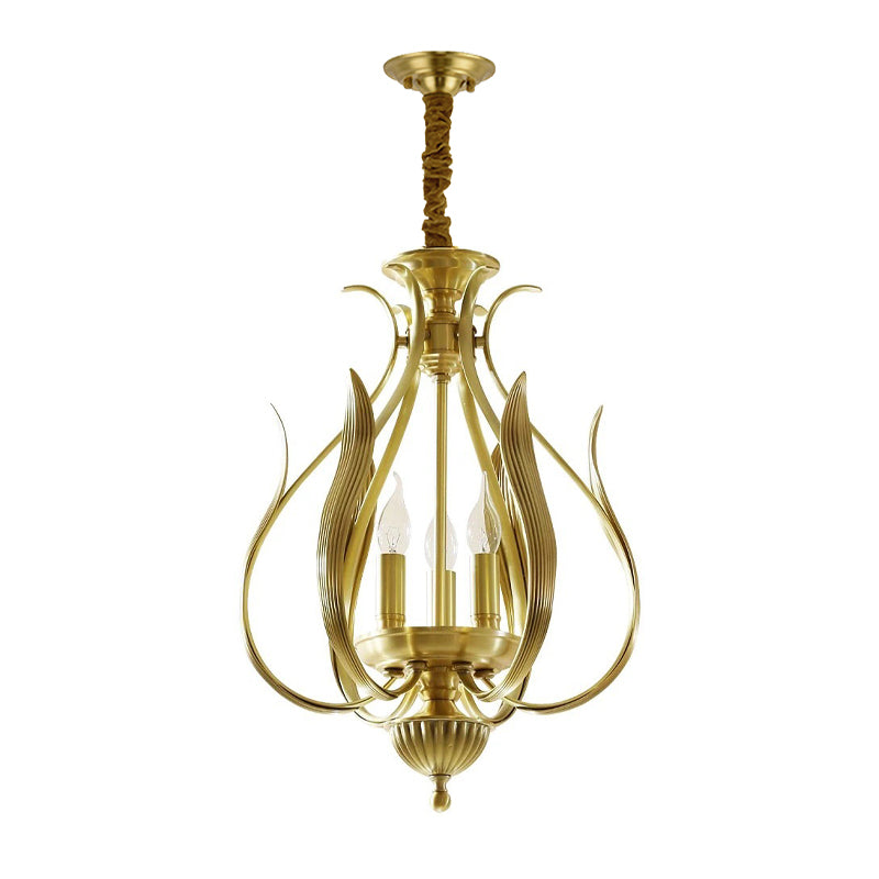 3 Bulb Candle Hanging Metal Chandelier Ceiling Suspension Lamp for Restaurant