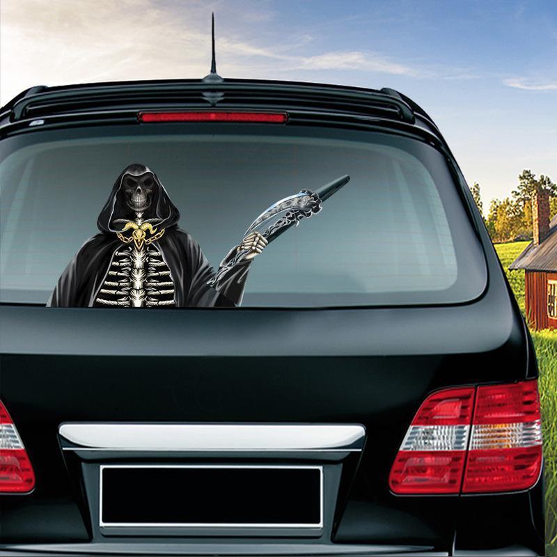 Halloween Car Rear Window Wiper Decal - Weatherproof Spooky Decoration