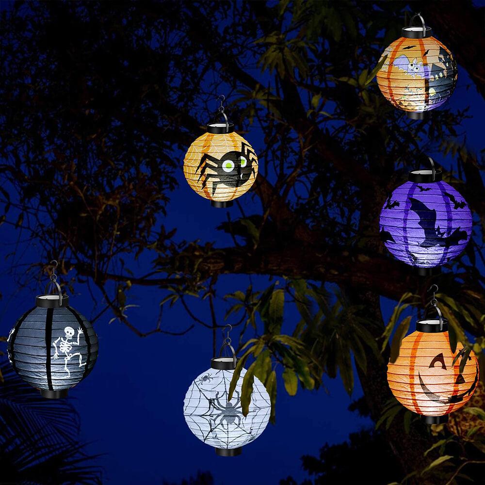 Halloween Hanging Paper Lanterns with Spooky Glow Decorations