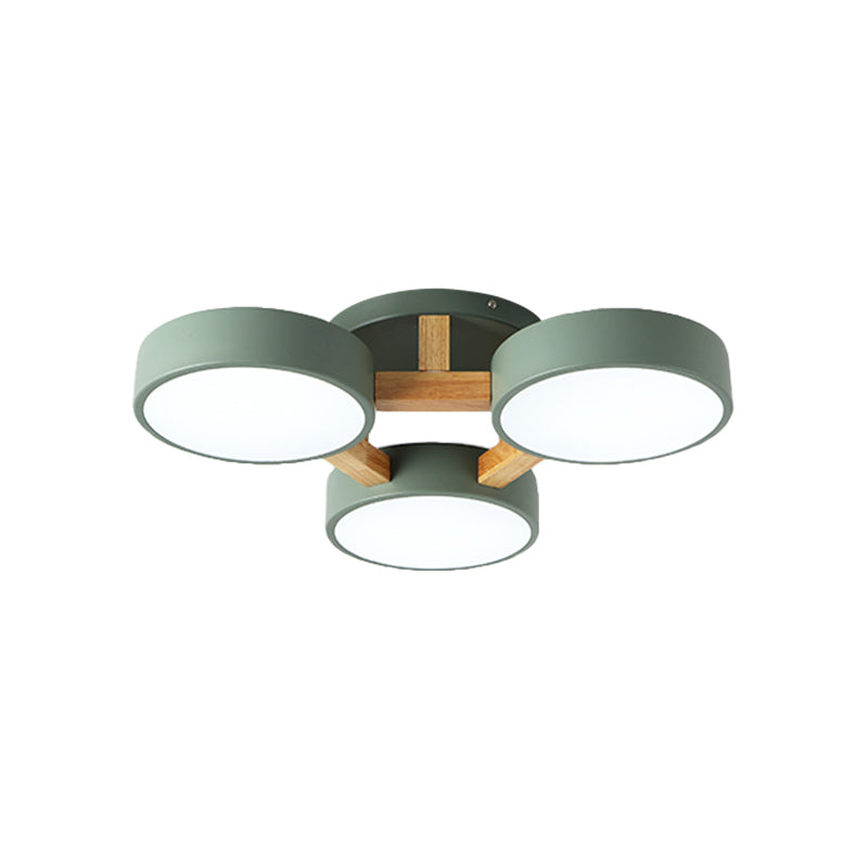 Circular Semi Flush Mount Taavita Metal 3/4 Heads 21"/24.5" Wide Grey/Green Ceiling Light Fixture with Acrylic Diffuser