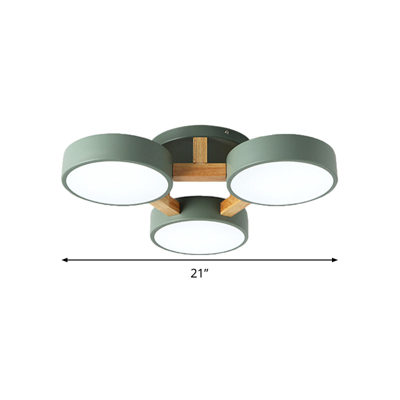 Circular Semi Flush Mount Taavita Metal 3/4 Heads 21"/24.5" Wide Grey/Green Ceiling Light Fixture with Acrylic Diffuser