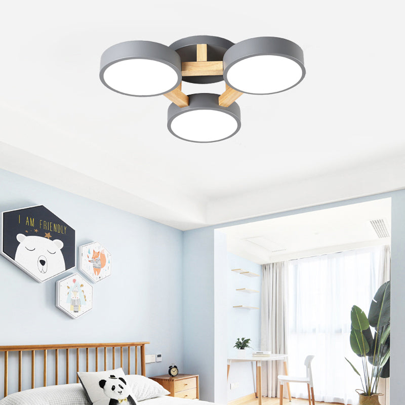 Circular Semi Flush Mount Taavita Metal 3/4 Heads 21"/24.5" Wide Grey/Green Ceiling Light Fixture with Acrylic Diffuser