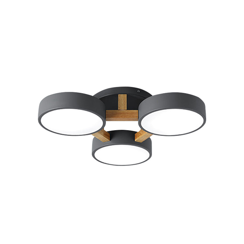 Circular Semi Flush Mount Taavita Metal 3/4 Heads 21"/24.5" Wide Grey/Green Ceiling Light Fixture with Acrylic Diffuser