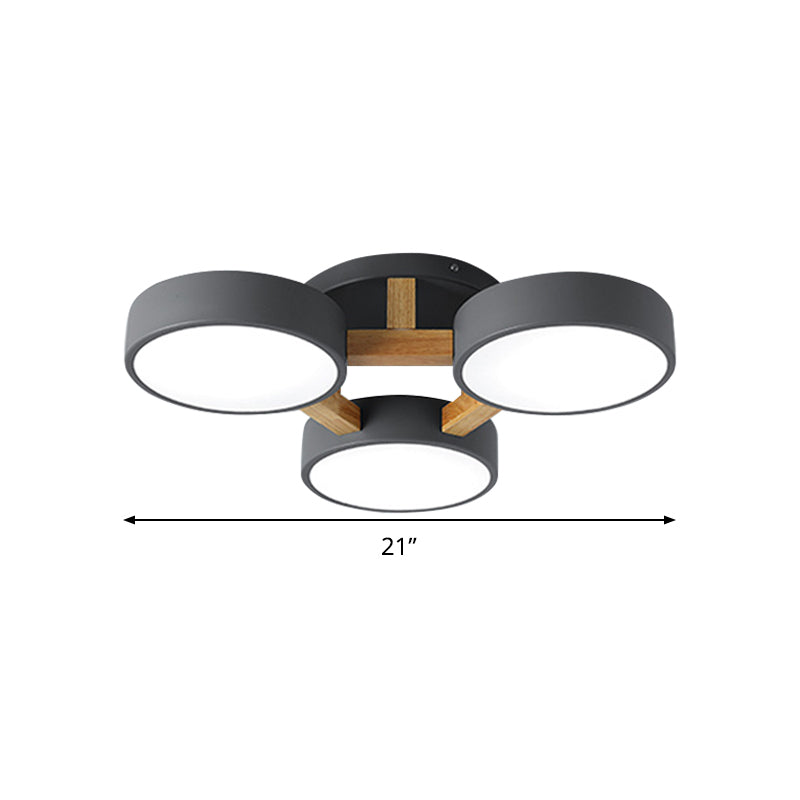 Circular Semi Flush Mount Taavita Metal 3/4 Heads 21"/24.5" Wide Grey/Green Ceiling Light Fixture with Acrylic Diffuser