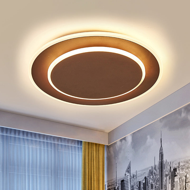 Round Acrylic Ceiling Light Fixture Minimalist White/Coffee 16"/19.5" Wide LED Flush Mount Lamp in Warm/White Light Clearhalo 'Ceiling Lights' 'Close To Ceiling Lights' 'Close to ceiling' 'Flush mount' Lighting' 291996