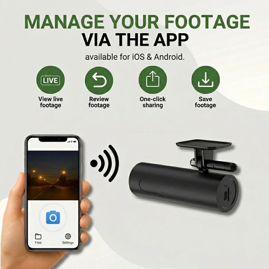 Full HD Dash Camera with 170° Wide View, Night Vision, G-Sensor, Voice Alerts, Loop Recording