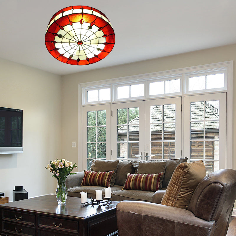 Bedroom Ceiling Lights Tiffany, Drum Flush Mount Light Fixture with Jewel Decoration Clearhalo 'Ceiling Lights' 'Close To Ceiling Lights' 'Close to ceiling' 'Flush mount' Lighting' 2995