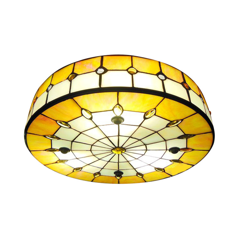 Taavita Bedroom Ceiling Lights, Jewel Decorated Drum Flush Mount Light Fixture