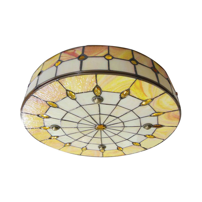 Taavita Bedroom Ceiling Lights, Jewel Decorated Drum Flush Mount Light Fixture