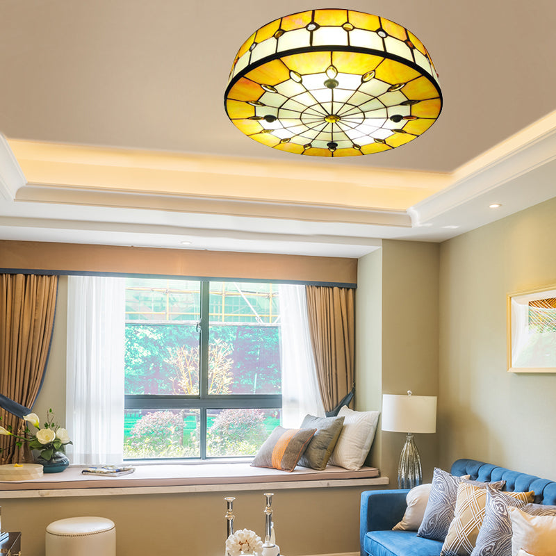 Bedroom Ceiling Lights Tiffany, Drum Flush Mount Light Fixture with Jewel Decoration Clearhalo 'Ceiling Lights' 'Close To Ceiling Lights' 'Close to ceiling' 'Flush mount' Lighting' 2998