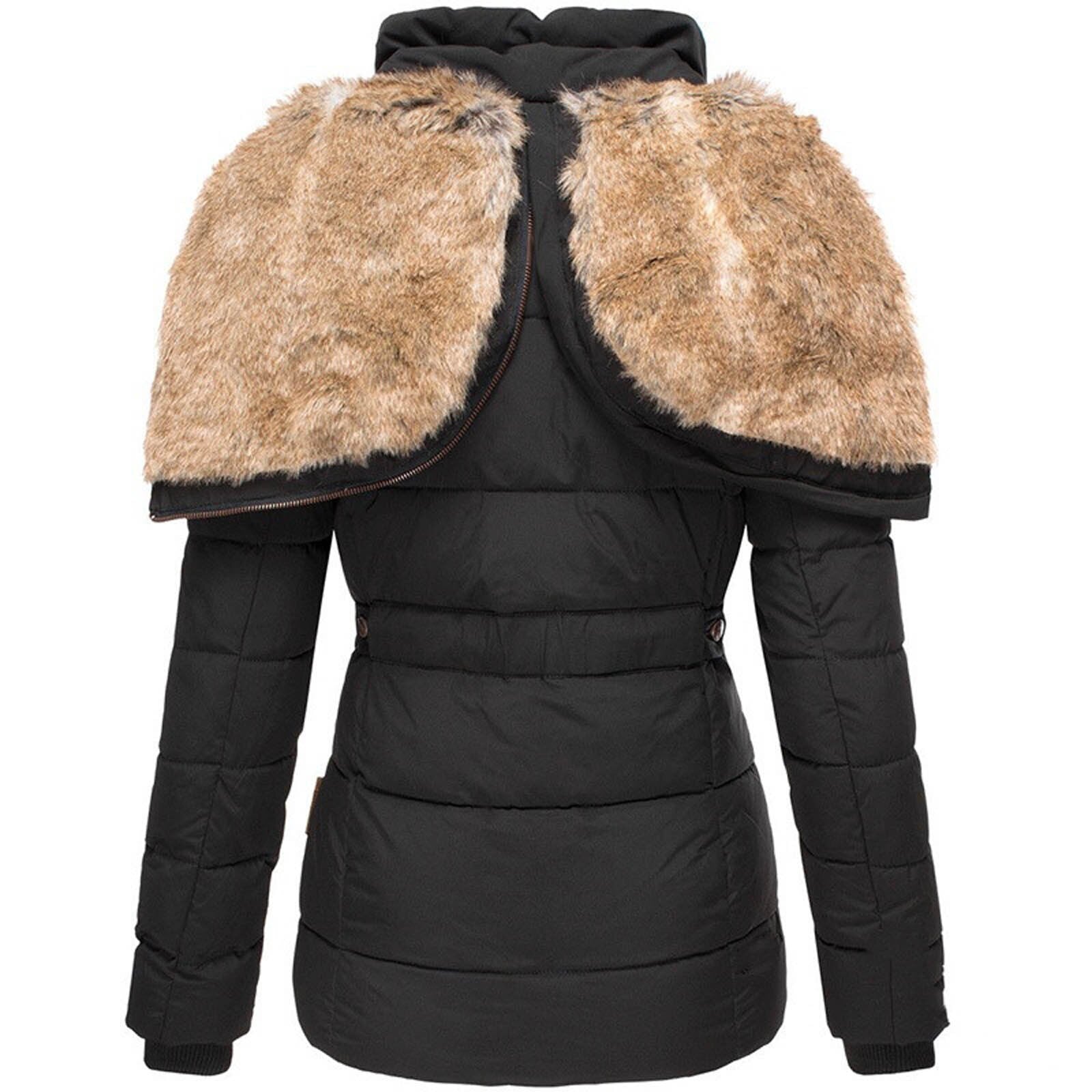Women’s Winter Coat | Water-Repellent Cotton & Fleece Lining | High Collar & Hood | Comfortable Warmth