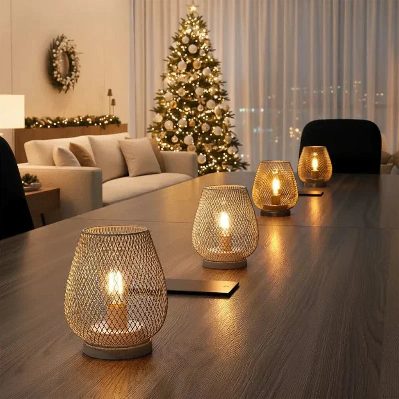 LuxeGlow Portable Metal Table Lamp with Warm LED Light