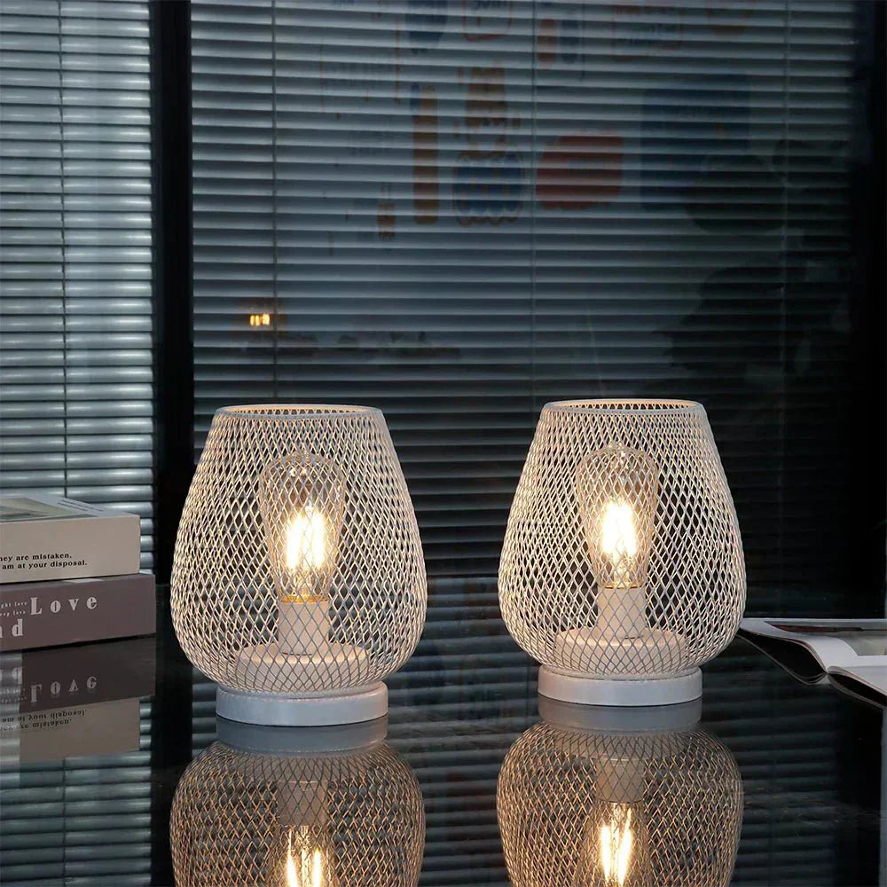 LuxeGlow Portable Metal Table Lamp with Warm LED Light