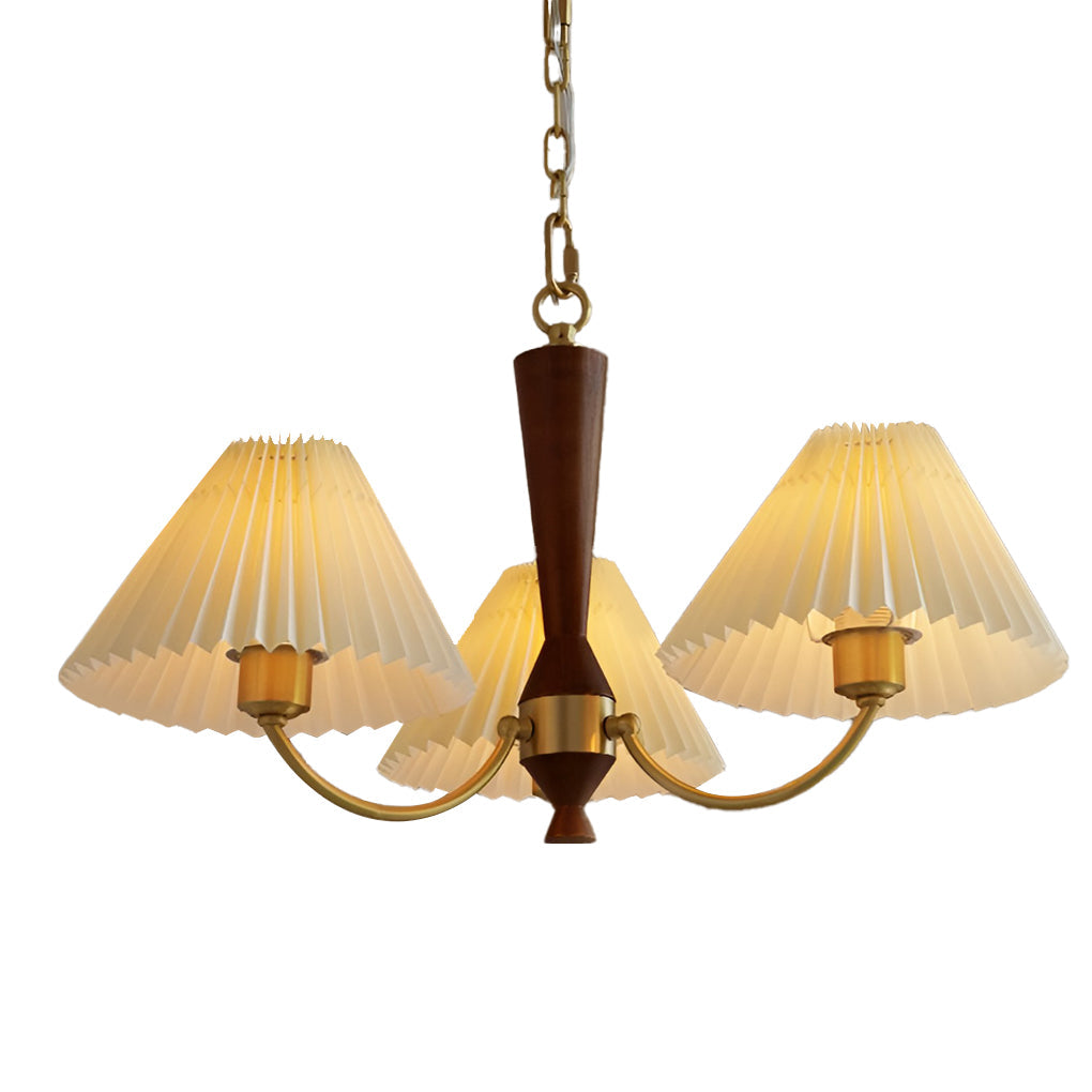 12W LED Taavita Chandelier Pendant Light with 3 Lights Pleated Lampshade