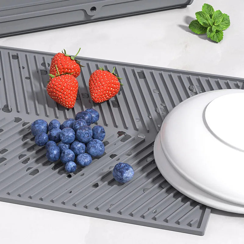 Dish Drying Mat for Countertops - Silicone Kitchen Accessory