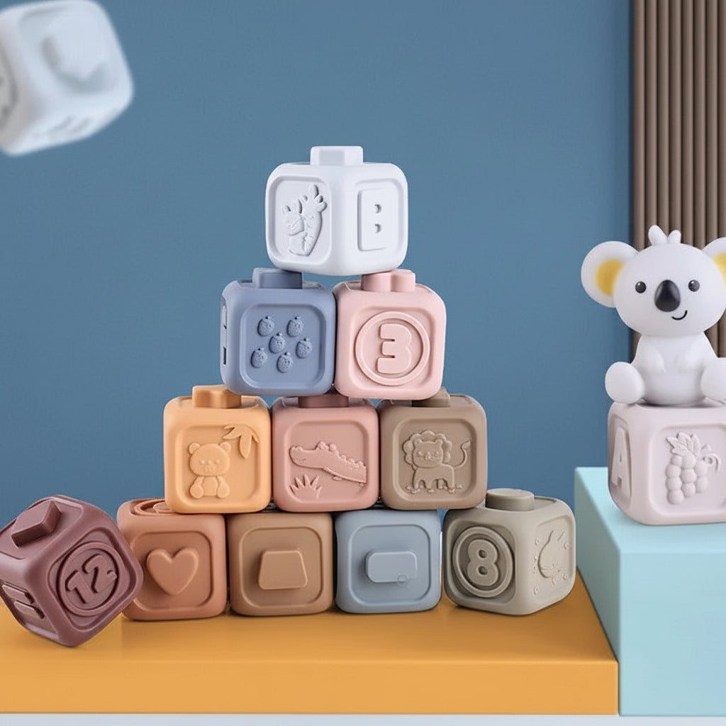 Colorful Stacking and Teething Cubes for Infants