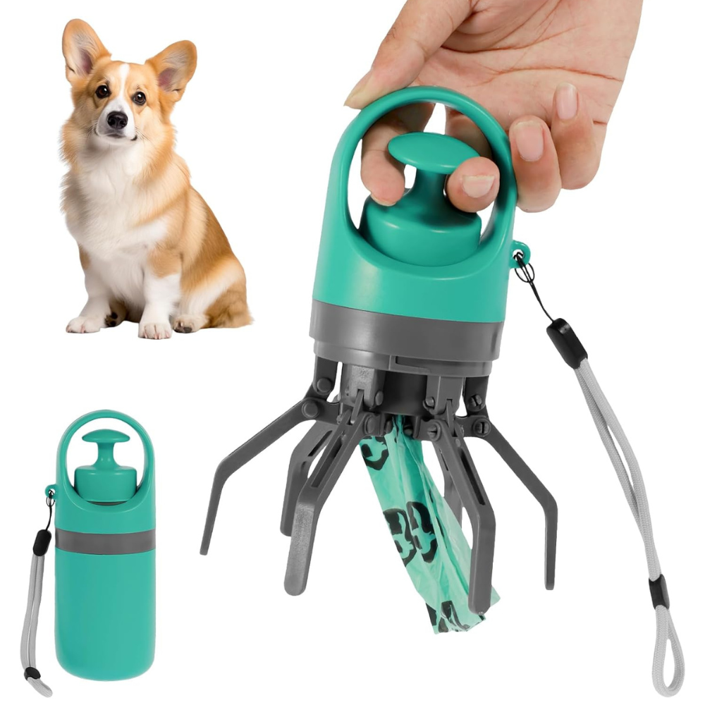 Pet Waste Removal Claw Tool with Waste Bag Holder