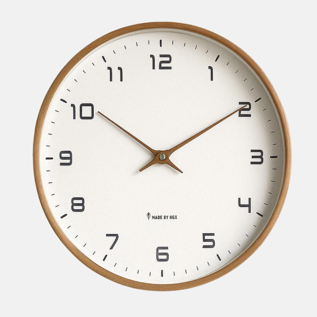 Elegant Natural Wood Wall Clock - 30 cm Silent Design