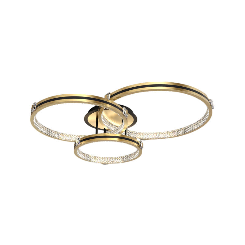 2/3/4 Rings Modern LED Brushed Gold Creative Step Dimming Ceiling Lights