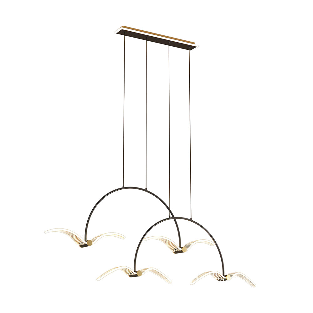 2/4-Light Modern LED Acrylic Seagull Linear Chandelier for Dining Room