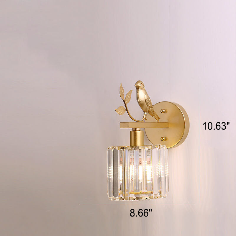 Taavita Light Luxury Crystal Bird Wall Lamp 1-Light Wall Lamp