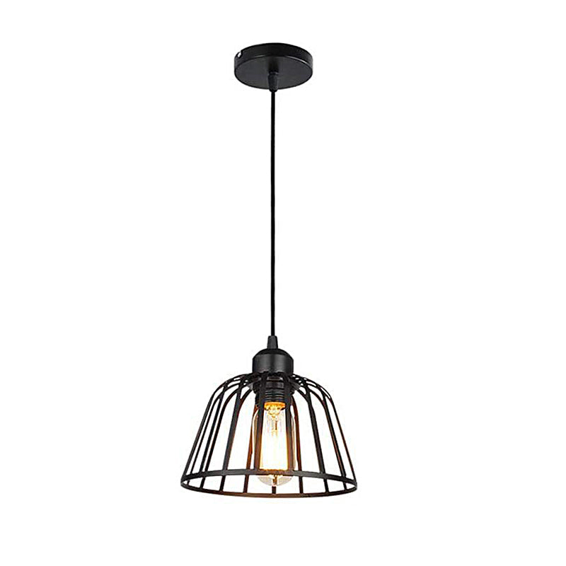 1/3 Light Black Small Iron Cage LED Industrial Retro Chandelier