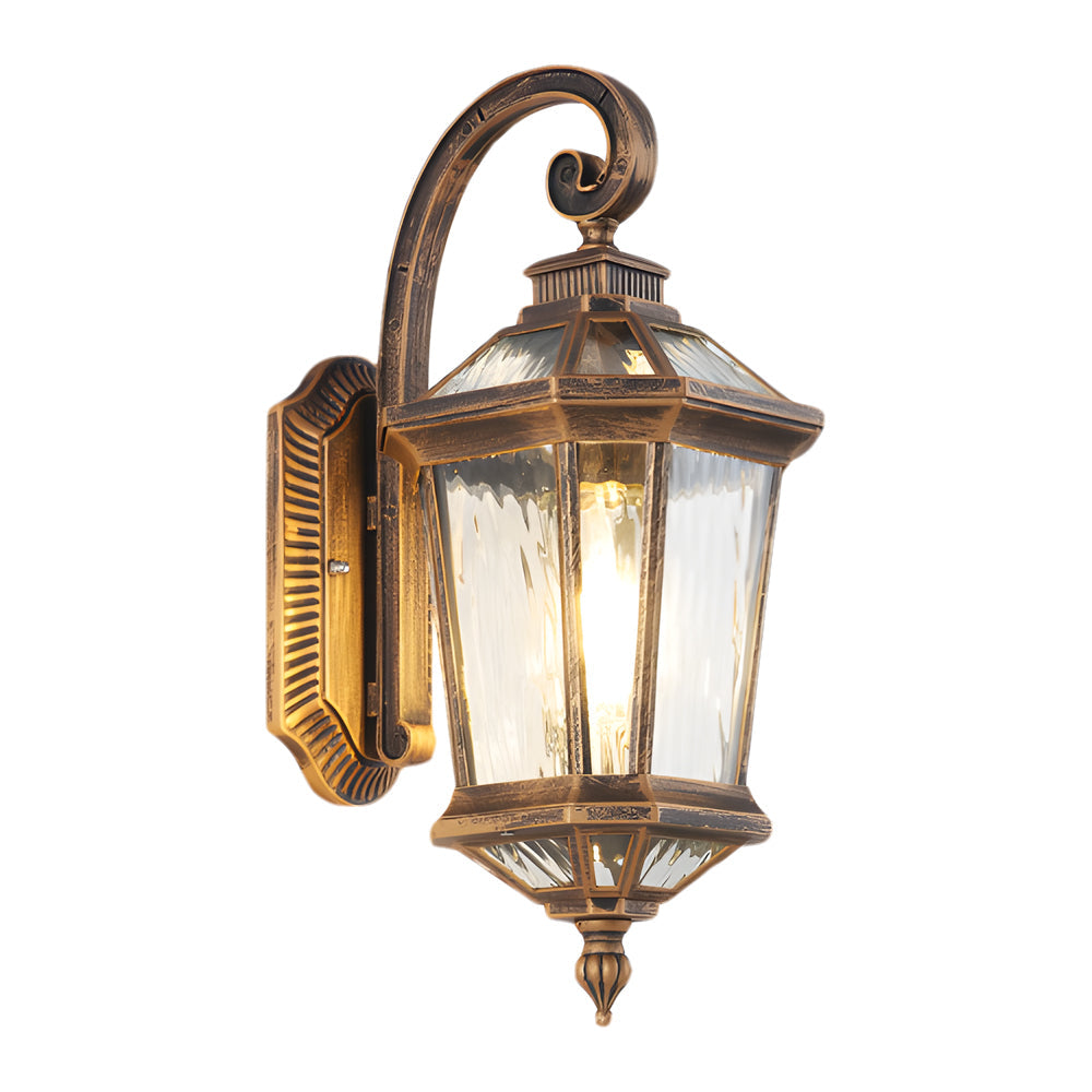 1-Light Taavita Clear Water Glass Outdoor Wall Light Lantern Sconce Porch Wall Mounted Exterior Lamp